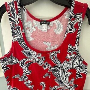 Venus  - Red Print Summer Dress Size S